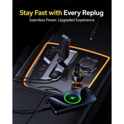 AOHI SUPERAUTO PD GAN 170W Fast Car Charger (2USB-C & 1USB-A) _ Black